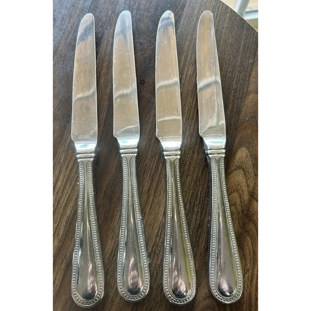 Wallace Continental Bead Flatware Set of‎ 4 Dinner Knives Stainless Steel